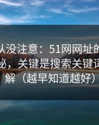 你可能从没注意：51网网址的隐藏选项不神秘，关键是搜索关键词怎么理解（越早知道越好）